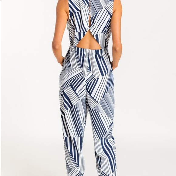 Geometric Jumpsuit in Navy & White - Picture 2 of 4